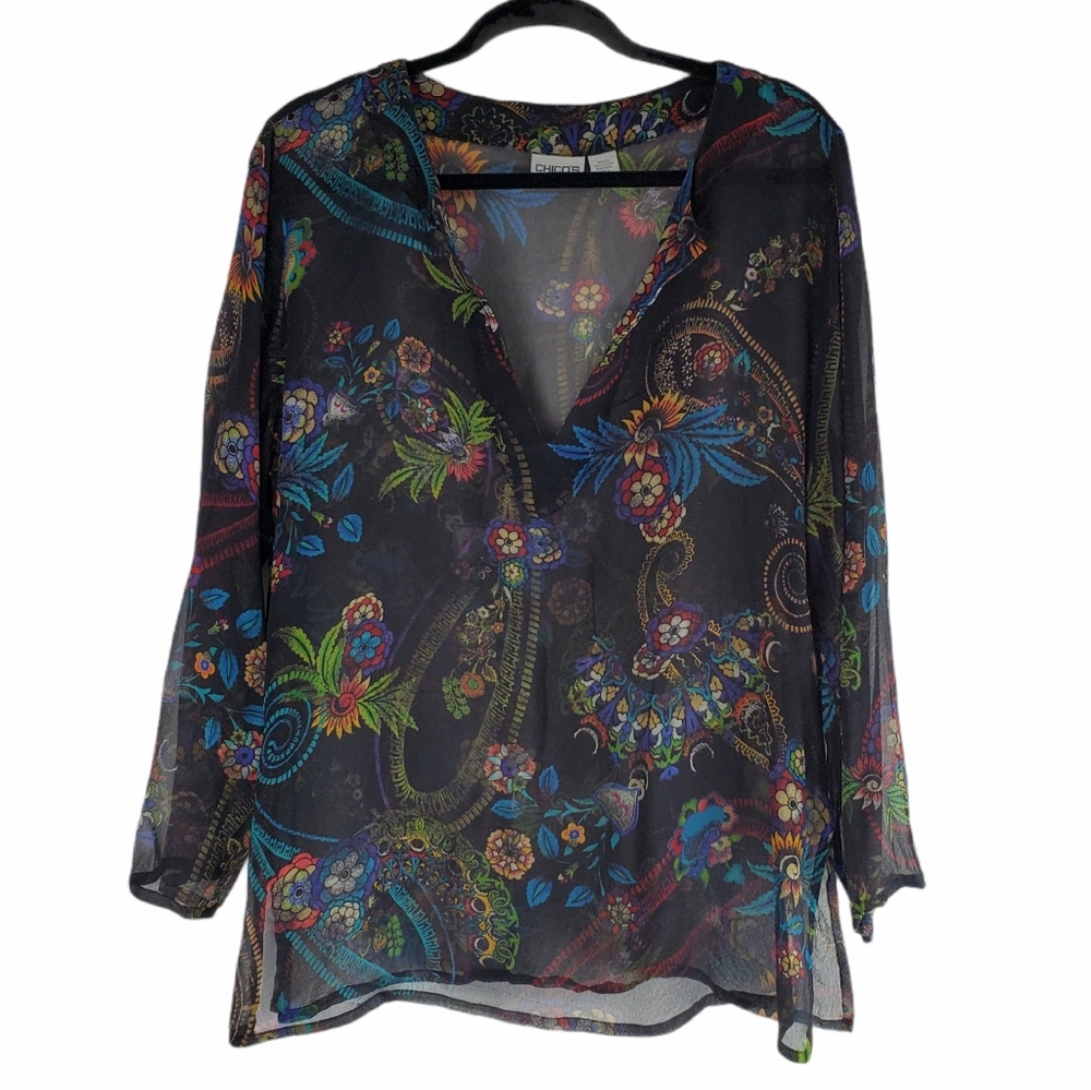 Chico's Silk Flowered Tunic